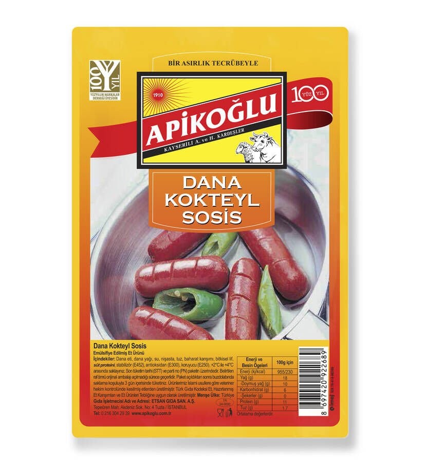 Apikoğlu Kokteyl  Sosis (220 gr)