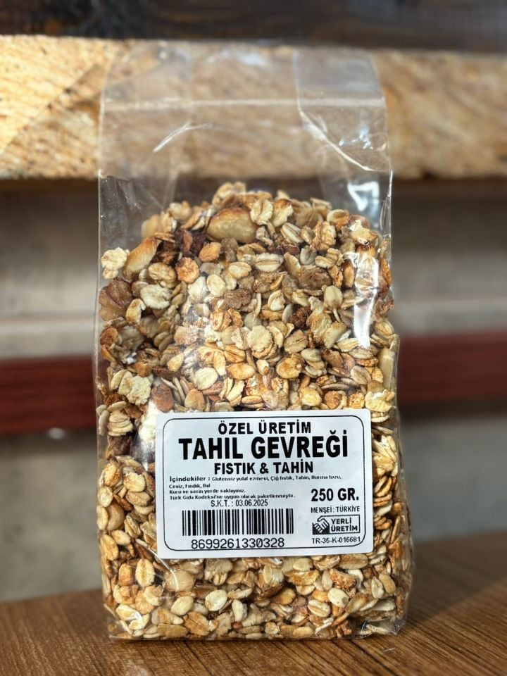 Özel Üretim Tahıl Gevreği Fıstık  ve Tahin  Glutensiz (250 gr)