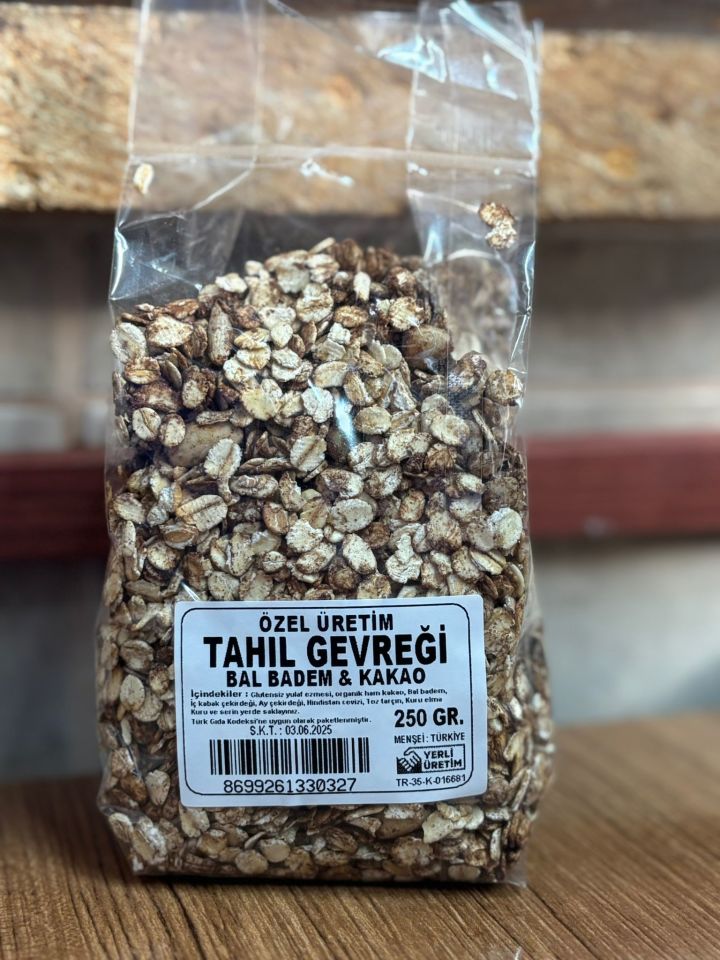 Özel Üretim Tahıl Gevreği Bal Badem ve Kakaolu (250 gr)