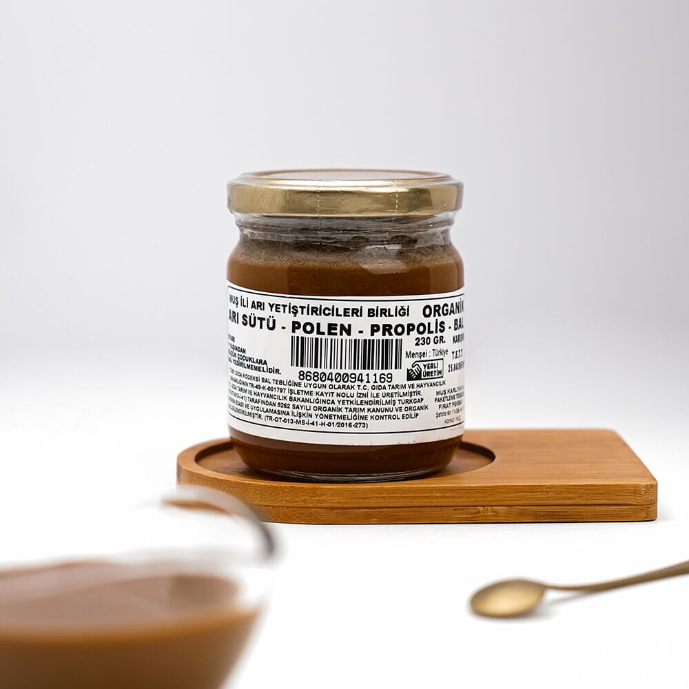 Organik Arı Sütü Polen Propolis Bal Karışımı (230 gr)