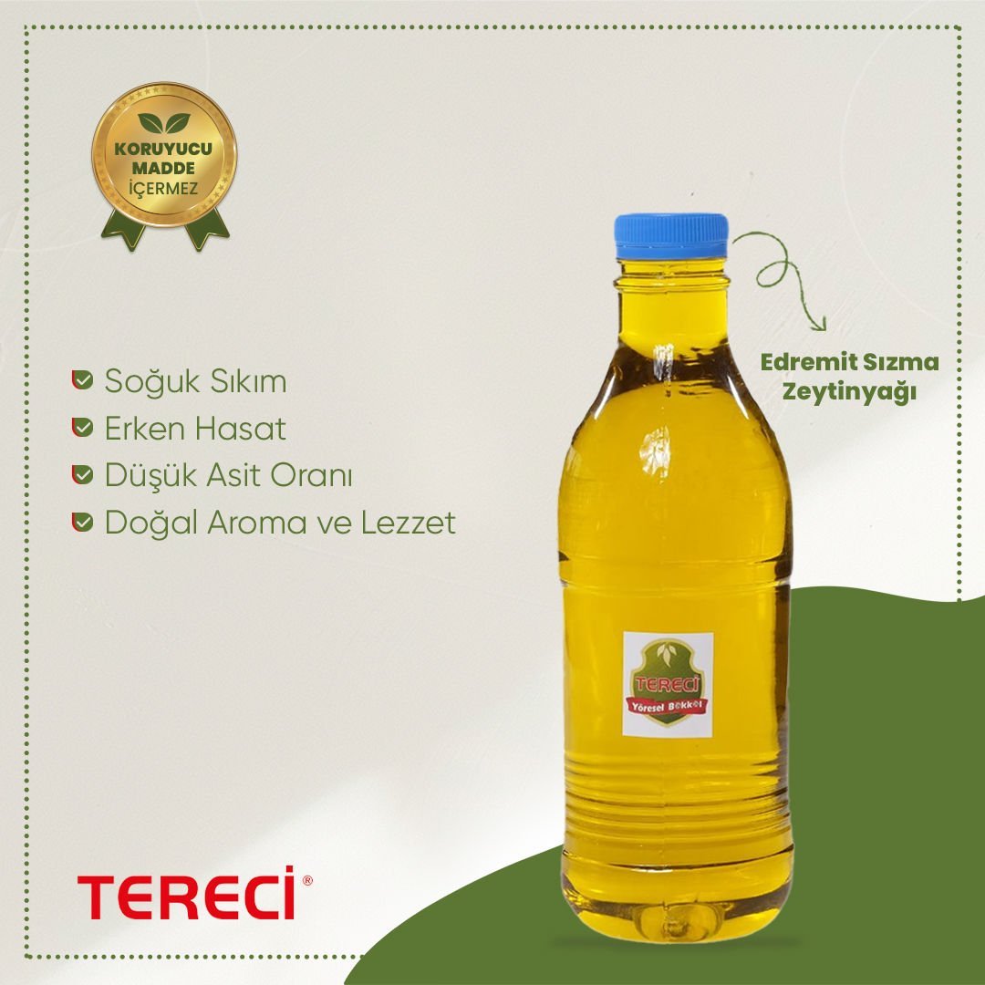 Edremit Sızma Zeytinyağı Soğuk Sıkım (1 lt)