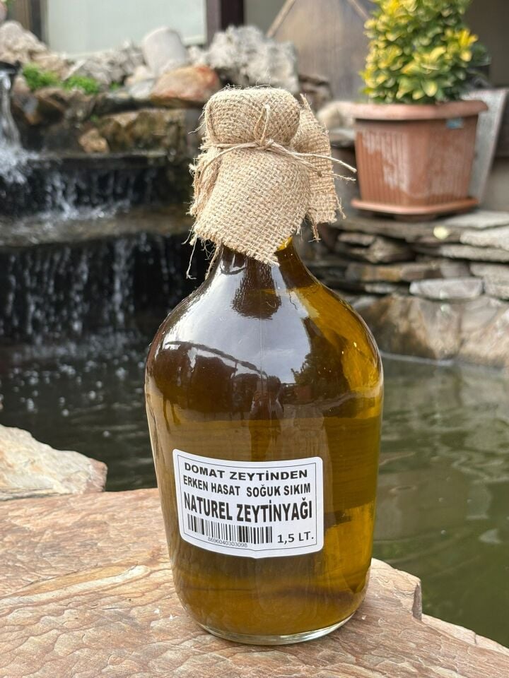 Domat Zeytinden Erken Hasat Soğuk Sıkım Naturel Zeytinyağı (1,5 lt)