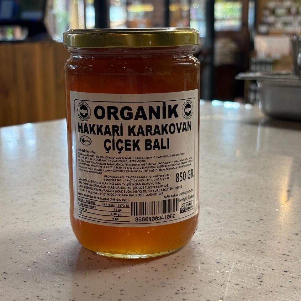 Organik Hakkari Karakovan Süzme Çiçek Balı (850 gr)